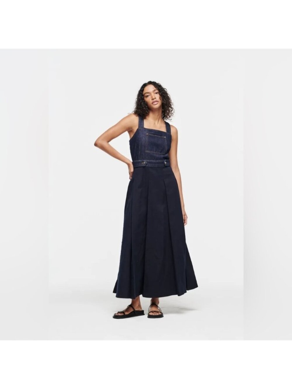 NEW ALIGNE PARKS COTTON AND DENIM MIDI DRESS 2